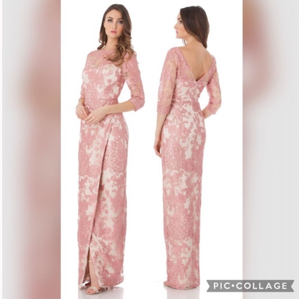 NWT Js Collections embroidered lace 3/4 sleeves long gown maxi‎ size 16 dress